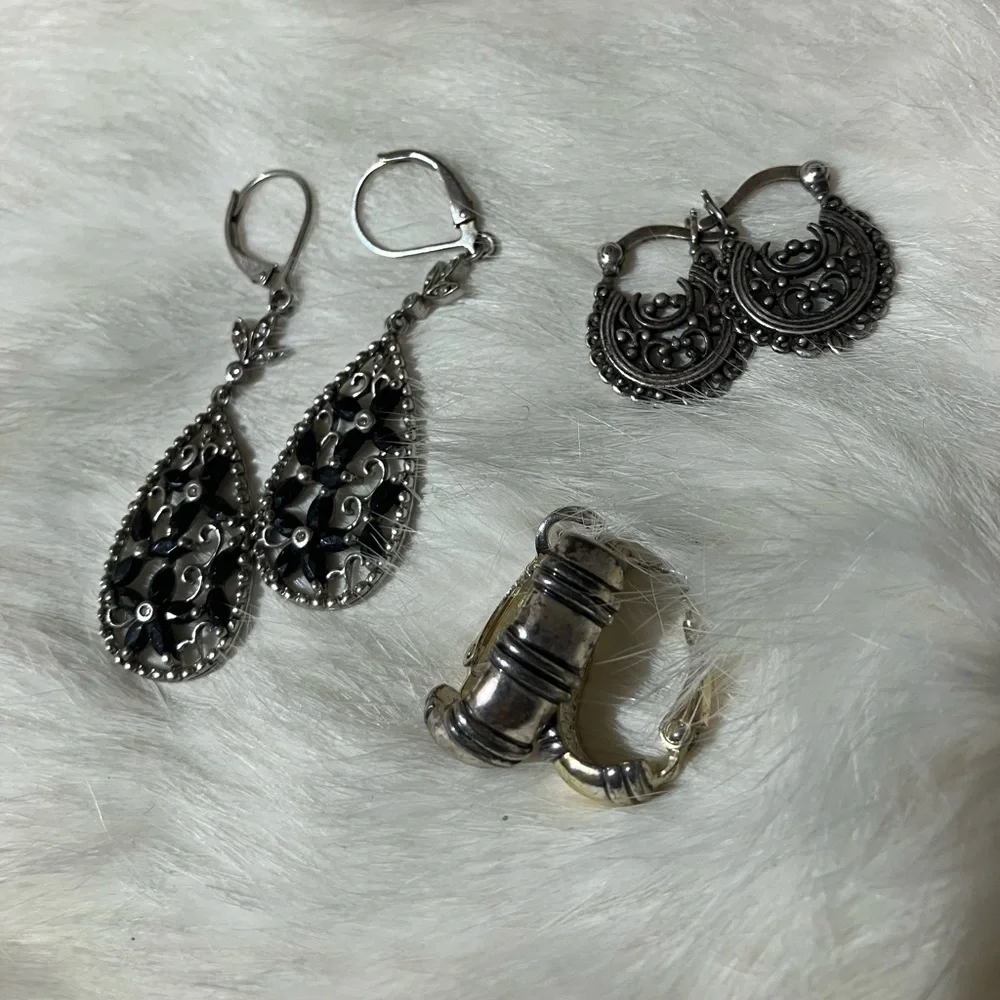 Sterling Silver Earring Lot-3 Pairs
